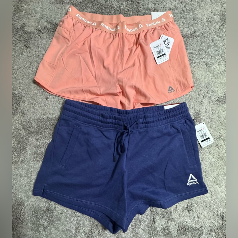 2 Reebok Athletic Shorts Pink and Blue Moisture-Wicking